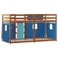 vidaXL Poschodová posteľ so závesmi modrá 80x200 cm masívna borovica