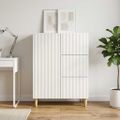 vidaXL Servírovacia skriňa Biela s vysokým leskom 66 x 34,5 x 90 cm