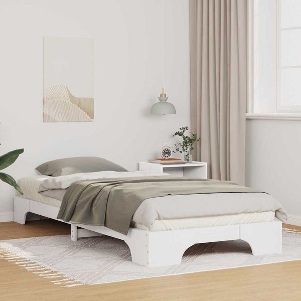vidaXL Rám postele Biela 90 x 220 cm Masívne borovicové drevo