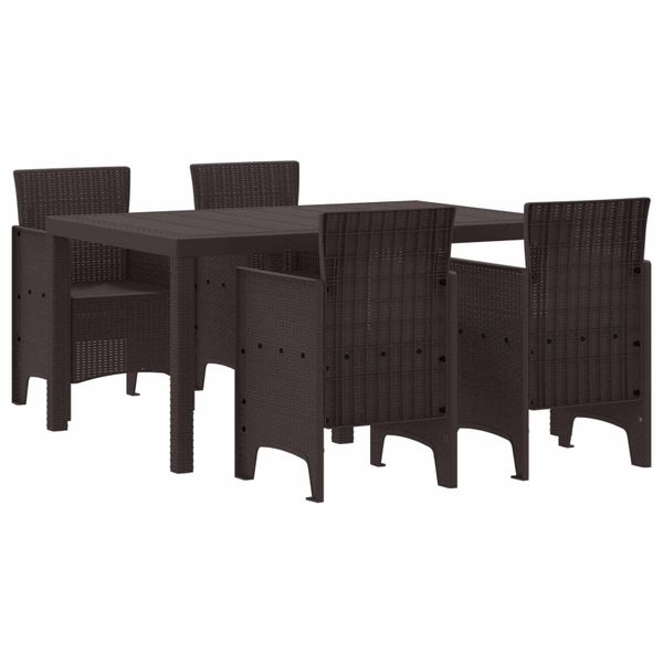 vidaXL Záhradný jedálenský set 5 pcs Hnedá Polt ratan