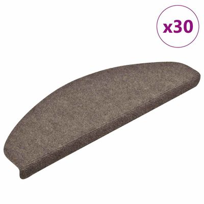 vidaXL Schodové rohože, samolepiace, 30 ks, 65x21x4 cm, béžové, polkruhové, veľké