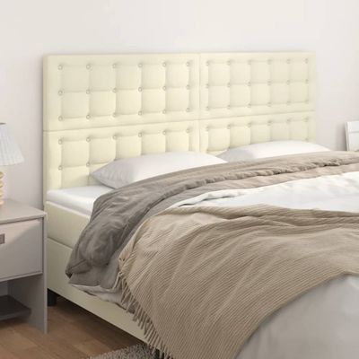 vidaXL Čelo postele krémové 160x5x118/128 cm umelá koža