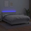 vidaXL Boxspring posteľ s matracom a LED biela 140x200 cm umelá koža