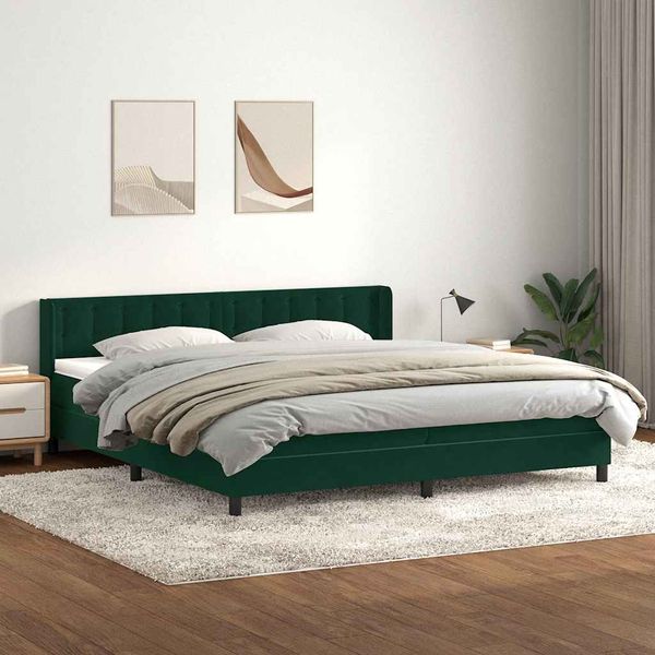 vidaXL Posteľný rám boxsping s matracom tmavozelený 90x210 cm zamat