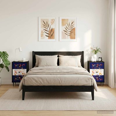 vidaXL Nočný stolík MAINZ 2 ks Čierny dub 36 x 33 x 61 cm