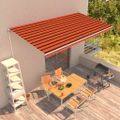 vidaXL Ručne zaťahovacia markíza oranžová a hnedá 600x300 cm