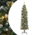 vidaXL Umelý chudý vianočný strom Zelená a biela 210 cm
