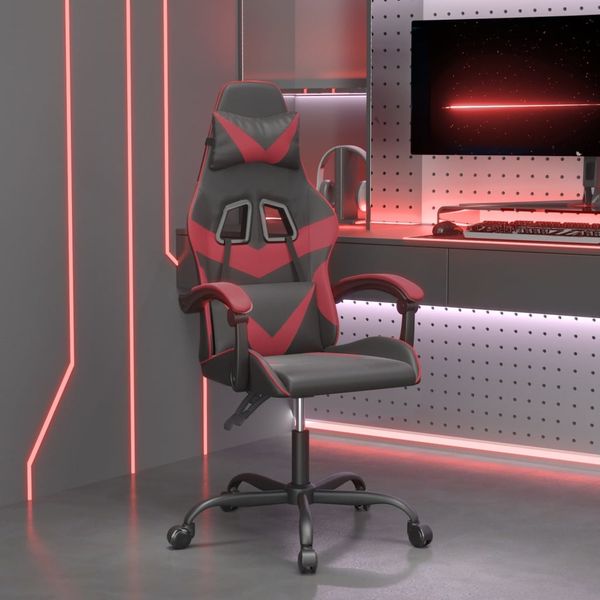 vidaXL Otočná herná stolička čierna a vínovočervená umelá koža