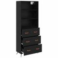 vidaXL Highboard Čierny dub 69,5 x 34 x 180 cm Kompozitné drevo