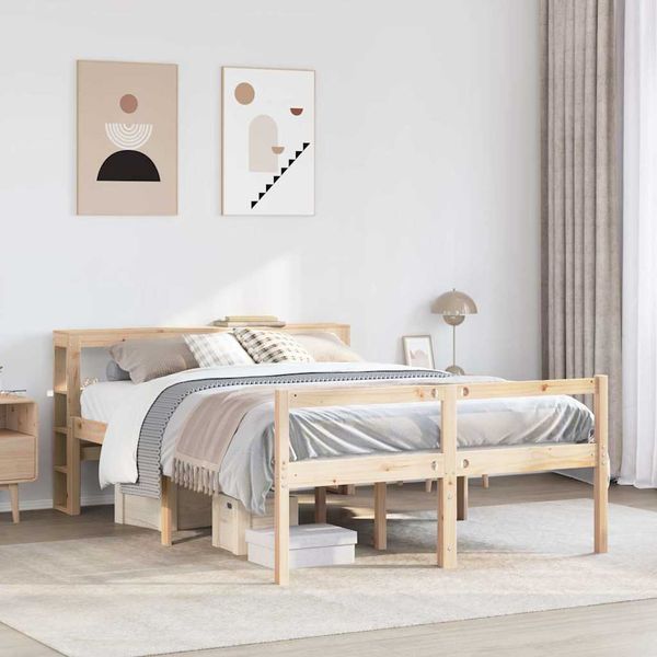 vidaXL Posteľný rám pre seniorov s čelom 160x200 cm borovicový masív