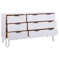 vidaXL Skrinka so zásuvkami, biela 119,3x39,5x73,6 cm, borovicový masív