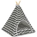 vidaXL Psí teepee s vankúšom Biela a šedá 50 x 50 x 60 cm Polyester