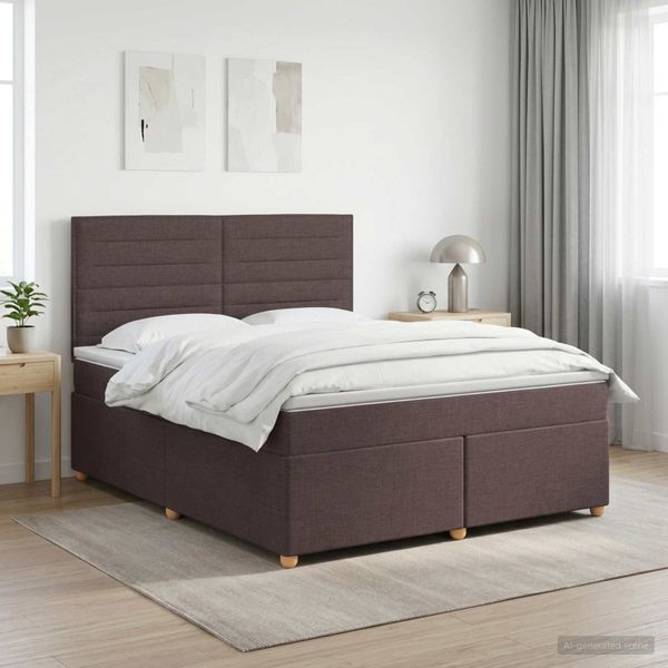 vidaXL Posteľ boxspring s matracom Tmavohnedá 140 x 190 cm Látka