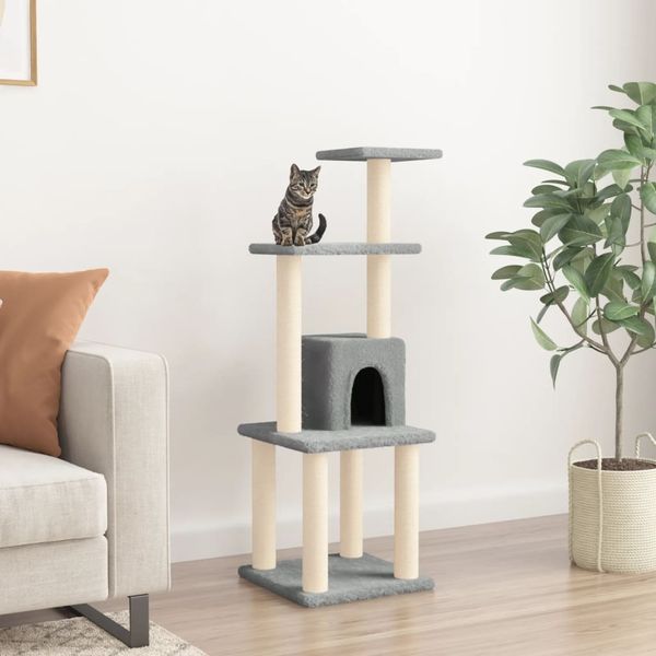 vidaXL Škrabadlo pre mačky so sisalovými stĺpikmi bledosivé 105 cm