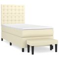 vidaXL Boxspring posteľ s matracom krémová 90x200 cm umelá koža