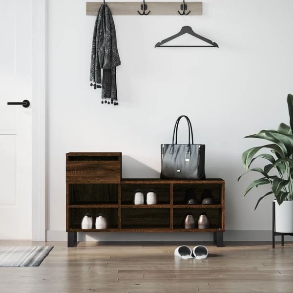 vidaXL Botník hnedý dub 102x36x60 cm spracované drevo