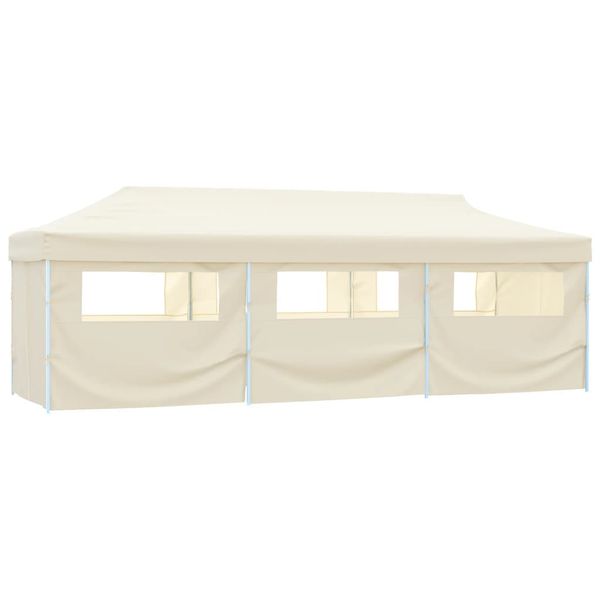 vidaXL Skladací párty stan s 8 bočnými stenami 870x291x315 cm krémový