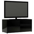 vidaXL TV skrinka, lesklá čierna 80x34x36 cm, drevotrieska