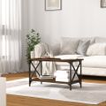 vidaXL Konferenčný stolík hnedý dub 80x45x45 cm sprac. drevo a železo