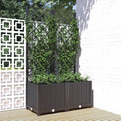 vidaXL Záhradný kvetináč s mriežkou čierny 80x40x136 cm PP