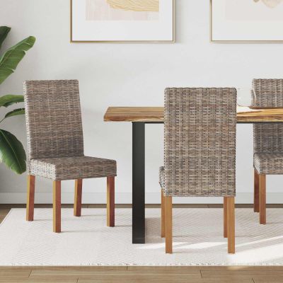 vidaXL Jedálenská stolička 2 pcs Kubu ratan a masívne mahagonové drevo