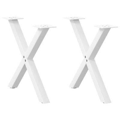 vidaXL Nohy konferenčného stolíka v tvare X, 2 ks, biele, 60 x (42-43) cm, oceľové