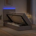 vidaXL LED úložná posteľ s matracom Sivohnedá 100 x 200 cm Látka