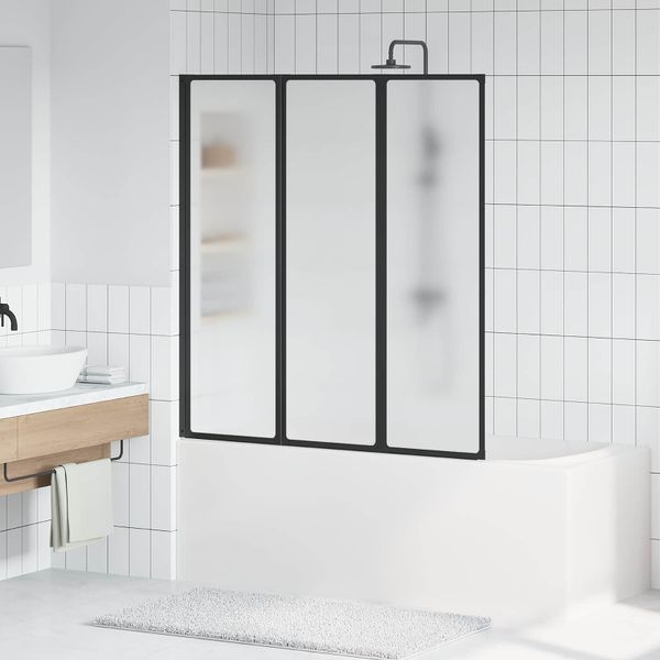 vidaXL Sprchová zástena Čierny 132 x 2 x 140 cm Hliník a PP