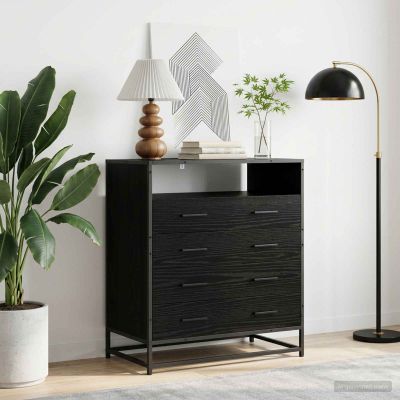 vidaXL Zásuvkový kabinet 4-Šuplík Čierny dub 70 x 41 x 83,5 cm