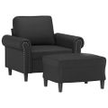 VidaXL Kreslo s podnožkou čierna 60 cm umelá koža