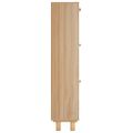 vidaXL Botník hnedý 52x25x115 cm spracované drevo a prírodný ratan