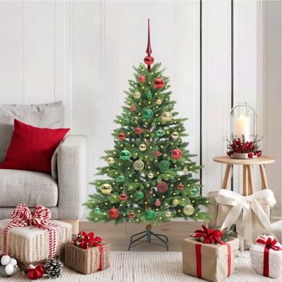 vidaXL Umelý vianočný stromček s 150 LED-i Zelená 120 cm PE a PVC
