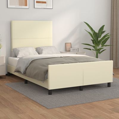 vidaXL Posteľný rám s čelom krémový 120x200 cm umelá koža
