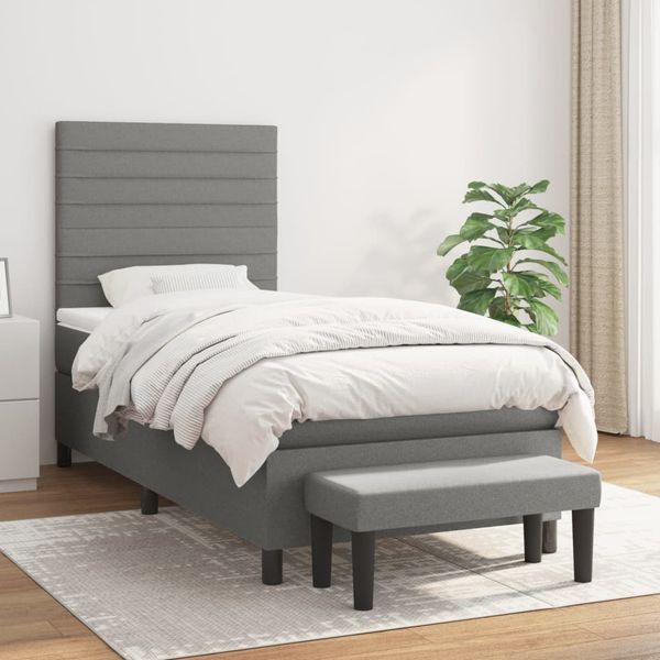 vidaXL Posteľný rám boxsping s matracom tmavosivý 80x200 cm látka