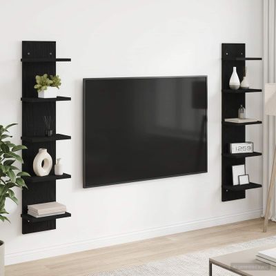vidaXL Stenná polica 2 ks Čierny dub 22 x 15 x 100 cm Kompozitné drevo