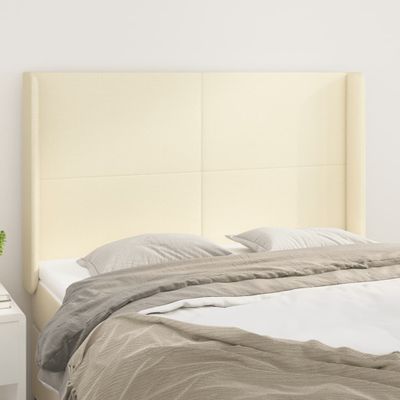 vidaXL Čelo postele so záhybmi krémový 147x16x118/128 cm umelá koža