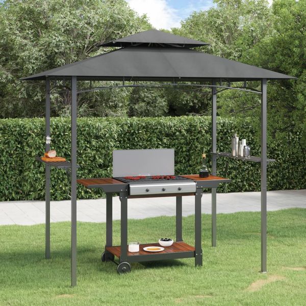 vidaXL Grilovací altánok s policami antracitový 240x150x243 cm oceľ