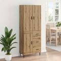 vidaXL Highboard 2 ks Remeselný dub 69,5 x 34 x 180 cm