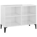 vidaXL TV stolík nohy z kovu lesklý biely 69,5x30x50 cm