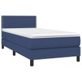 vidaXL Posteľný rám boxspring s matracom modrý 90x190 cm látka