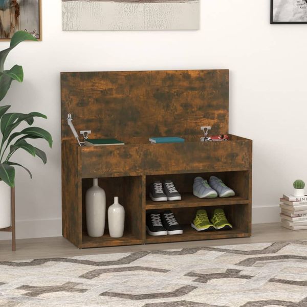vidaXL Lavica na topánky dymový dub 80x30x45 cm spracované drevo