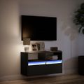 vidaXL TV nástenná skrinka s LED svetlami čierna 80x31x45 cm