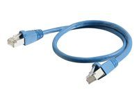 Patch kábel - RJ-45 (M) do RJ-45 (M) - 0.5 m - STP - CAT 6a - lisovaný, prevedenie bez hrbolčekov, licna - modrá