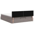 vidaXL Ottoman posteľ s matracom a LED Sivohnedá 140 x 200 cm Látka