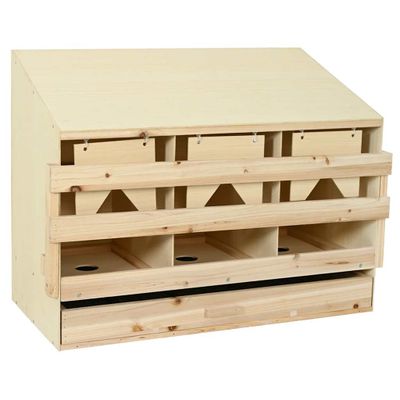 vidaXL Hniezdo pre sliepky 3 priehradky 93x40x65 cm borovicové drevo