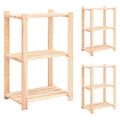 vidaXL Regály s 3 policami 3 ks 60x38x90 cm borovicový masív 150 kg