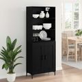 vidaXL Highboard Čierny dub 69,5 x 34 x 180 cm Kompozitné drevo