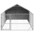 vidaXL Vonkajšia búda pre psov s výbehom, 4x2x1,5 m, pozinkovaná oceľ