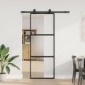 vidaXL Posuvné dvere s kovaním čierne 76x205 cm tvrdené sklo