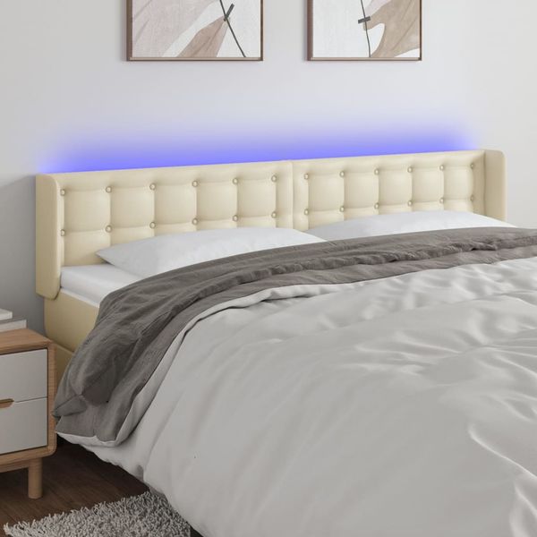 vidaXL Čelo postele krémové 183x16x78/88 cm umelá koža